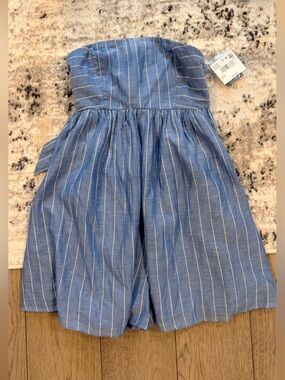 American Eagle Outfitters Blue & White Stripe Strapless Jumpsuit Romper